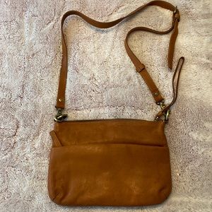Brown leather shoulder bag